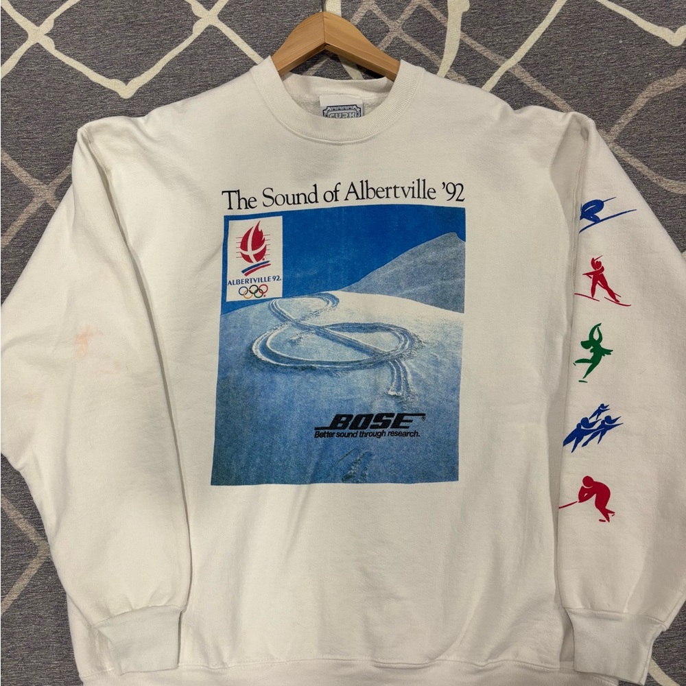 Bose “ The Sound of Albertville ‘92” White Graphic Crewneck Sweater